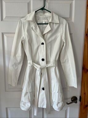 Xhilaration White Trench Coat with Black Buttons